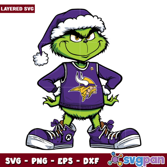 Funny Grinch Minnesota Vikings Football svg, christmas season​ svg, grinch cartoon svg