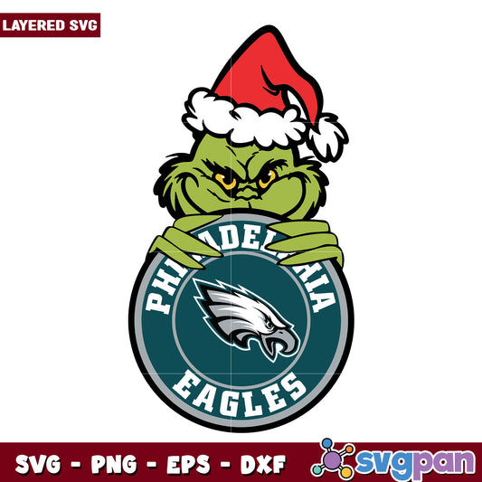 Funny Grinch Philadelphia Eagles svg, christmas season​ svg, grinch cartoon svg