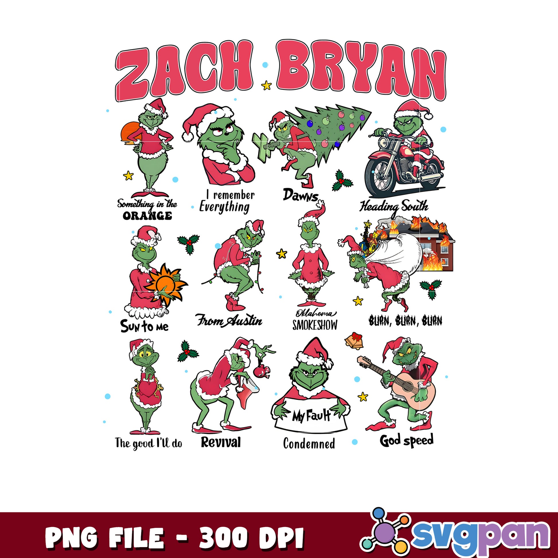 Funny Grinch Zach Bryan Christmas png, mr grinch png, christmas season png