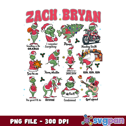 Funny Grinch Zach Bryan Christmas png, mr grinch png, christmas season png