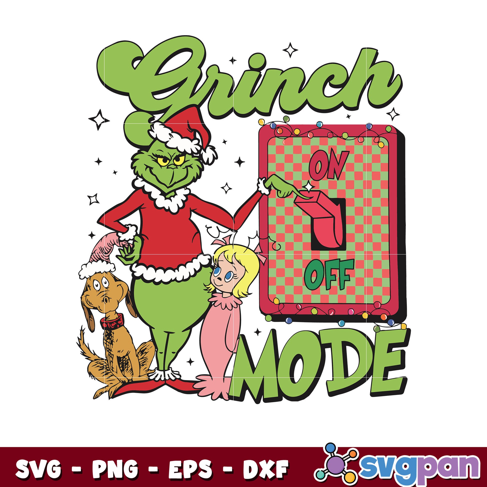 Funny Grinch christmas Mode On Off svg, grinch and friends svg