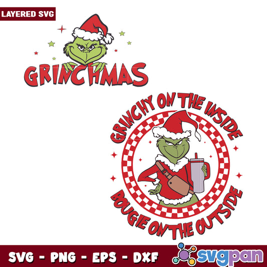 Funny Grinchy On The Inside svg, christmas season​ svg, grinch cartoon svg