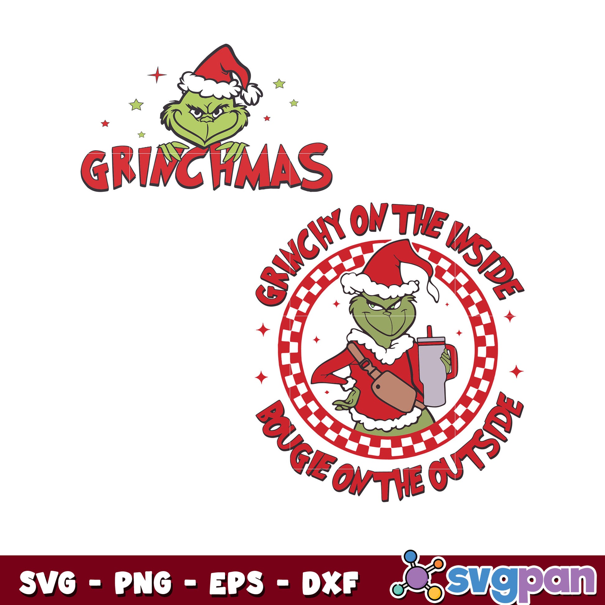 Funny Grinchy On The Inside svg design, grinch christmas hat svg