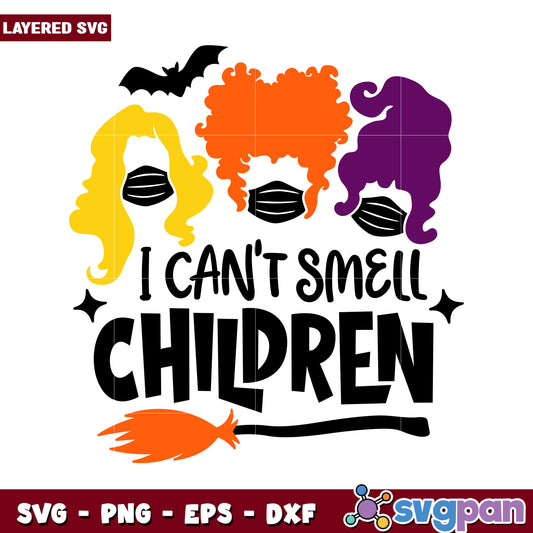 Funny Halloween SVG design for kids, I can't smell children graphic
