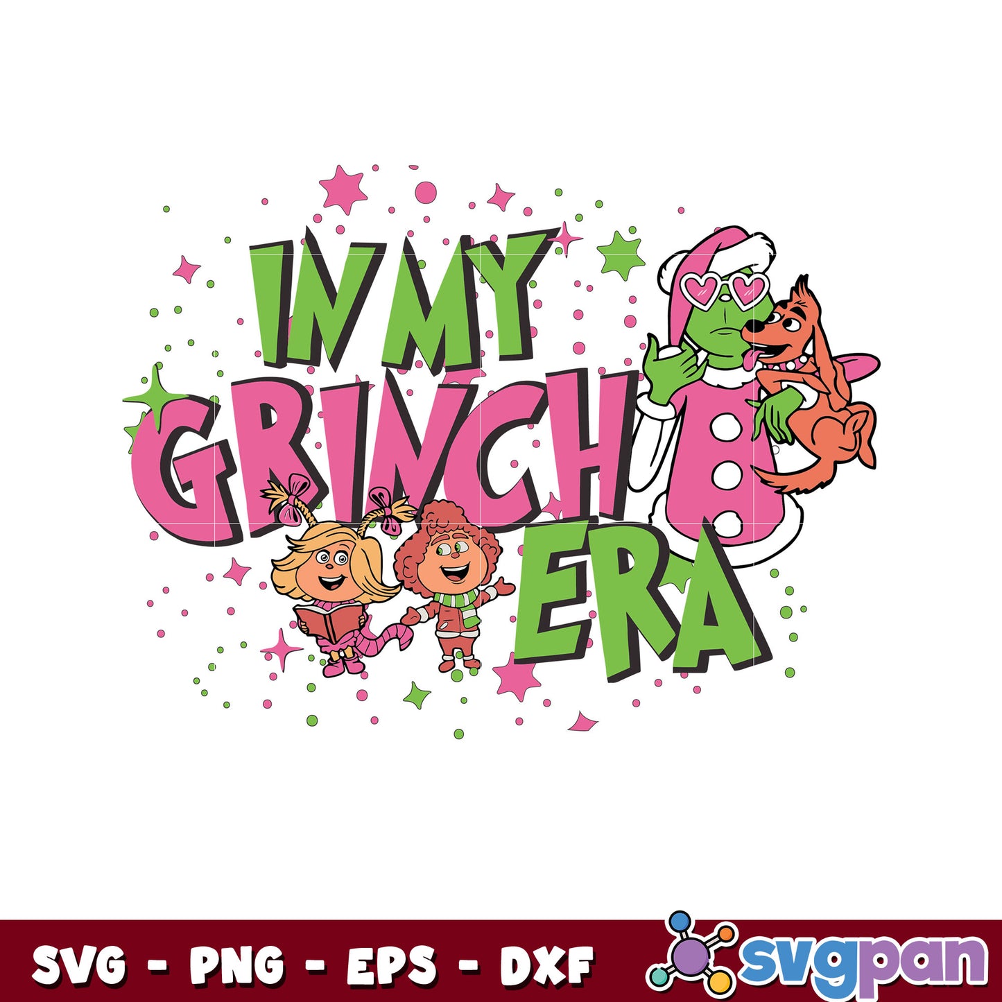 Funny In My Grinch Era Pink Christmas svg, grinch and dog svg