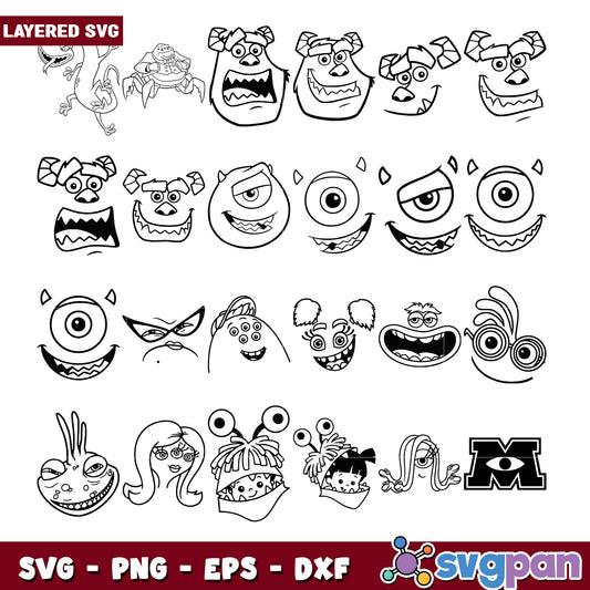 Funny Monster Faces SVG Bundle for DIY Projects