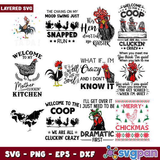 Funny Rooster Themed SVG Bundle for Crafting Fun