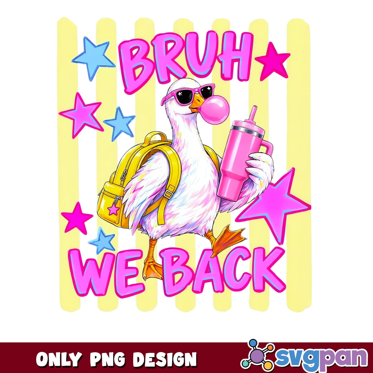 Funny Duck Back To School PNG, Bruh We Back PNG, Cool Duck PNG