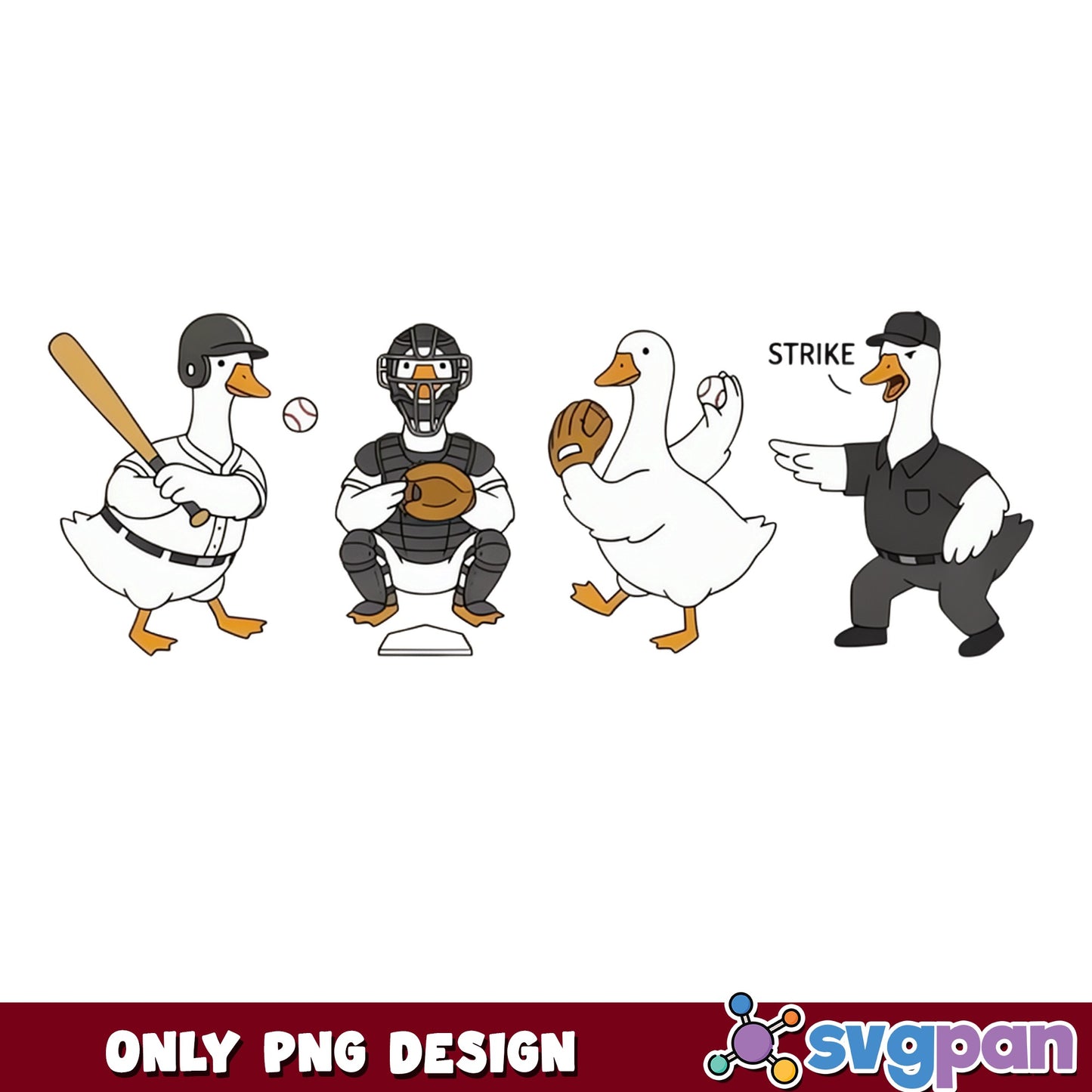 Funny Duck Baseball Bundle PNG, Baseball Player PNG, Duck Sport PNG