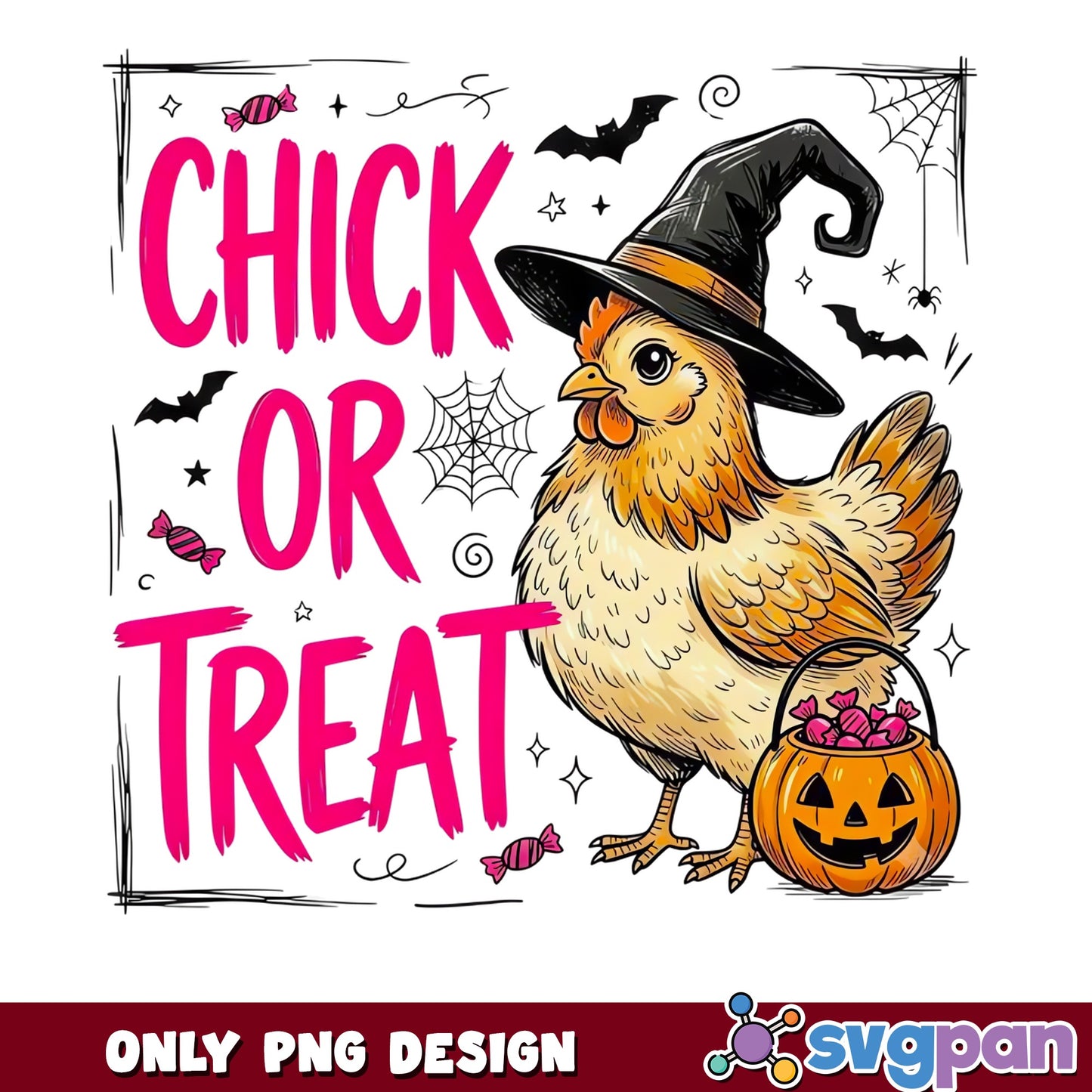Funny Halloween Chicken PNG, Chick Or Treat PNG, Cute Witch Chicken PNG