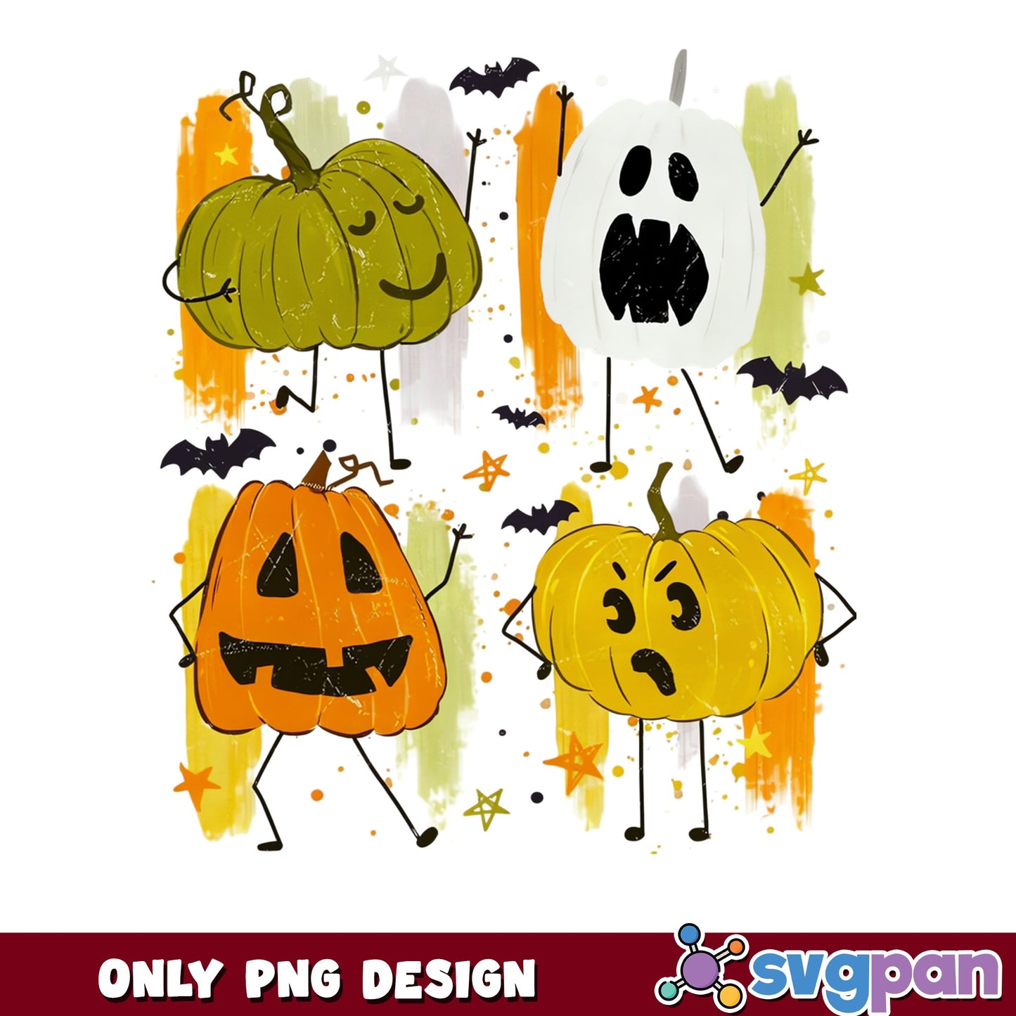 Funny Halloween Pumpkin Characters PNG, Jack O Lantern PNG, Halloween PNG