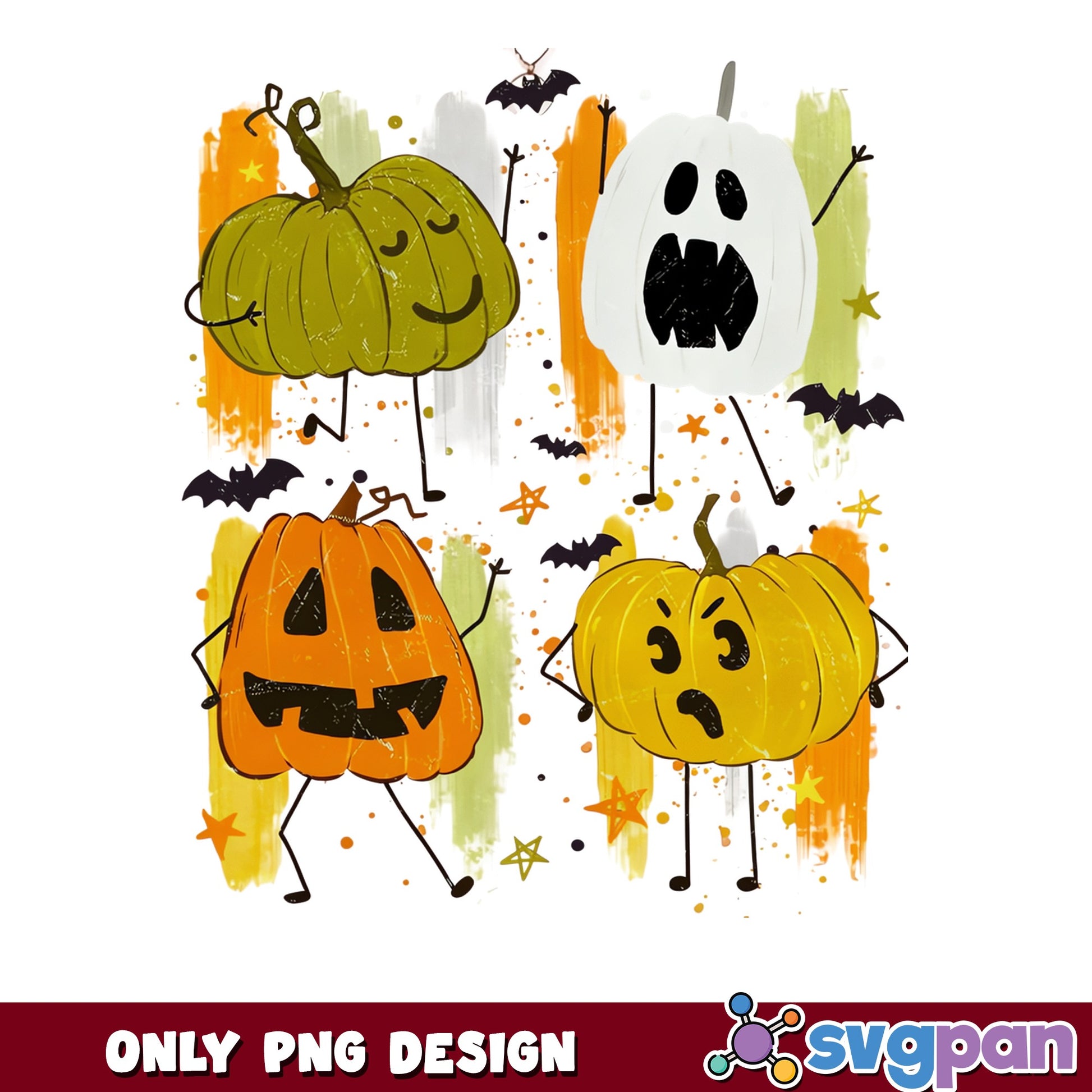 Funny Halloween Pumpkin Characters PNG, Jack O Lantern PNG, Spooky PNG