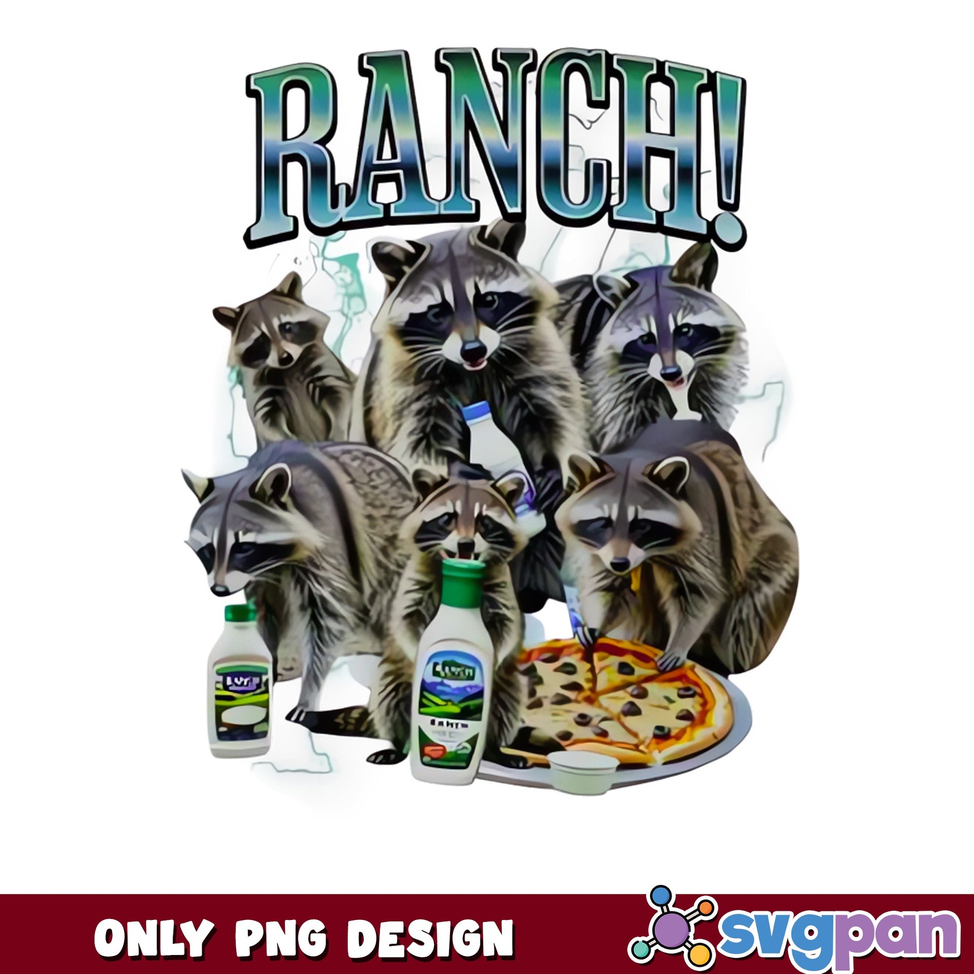 Funny Raccoon Ranch Pizza Meme PNG, Raccoon Lover PNG, Humor PNG