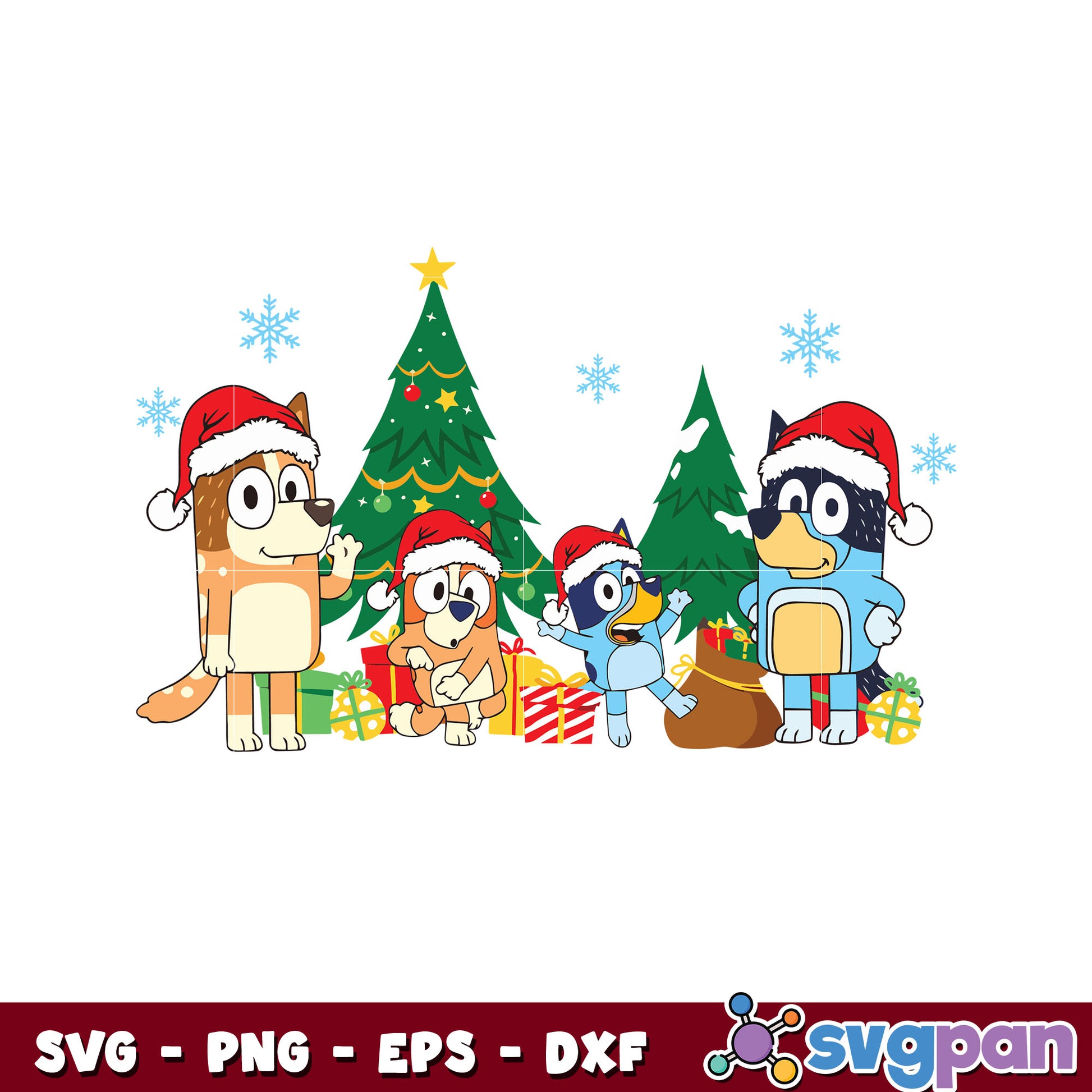 Funny bluey christmas tree svg, bluey family svg, bluey christmas svg