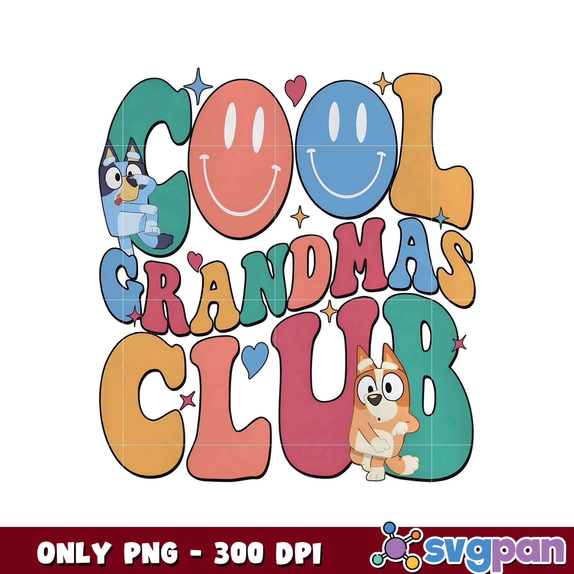 Funny bluey cool grandmas club png, bluey and bingo png