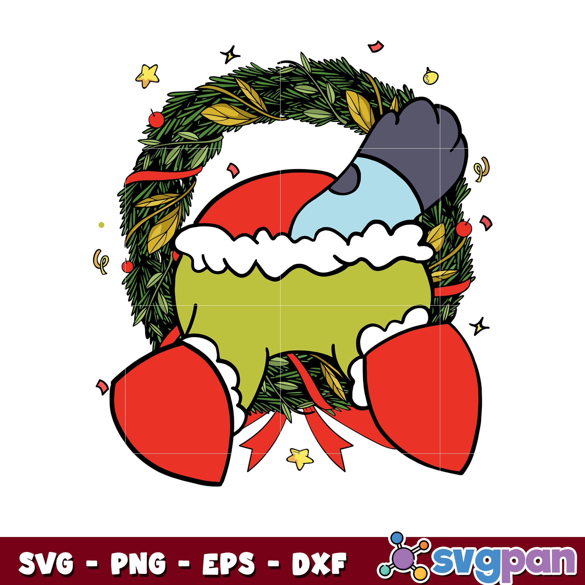 Funny bluey grinch wreath christmas svg, bluey christmas svg