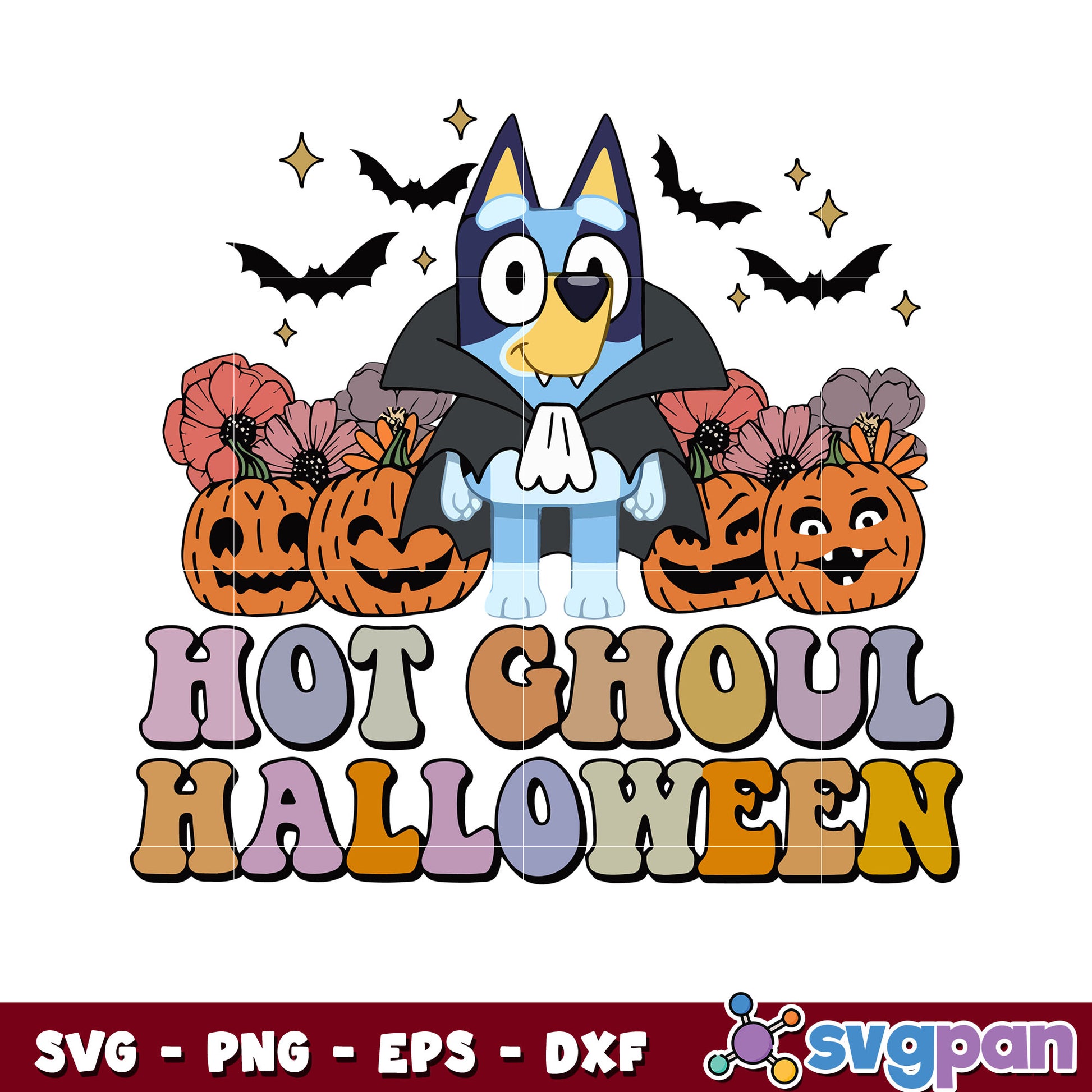 Funny bluey hot ghoul halloween svg, bluey character svg