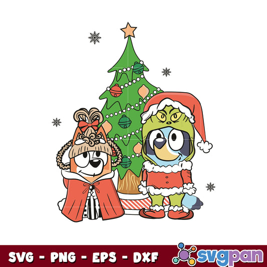 Funny cartoon bluey dog christmas svg, grinch christmas svg