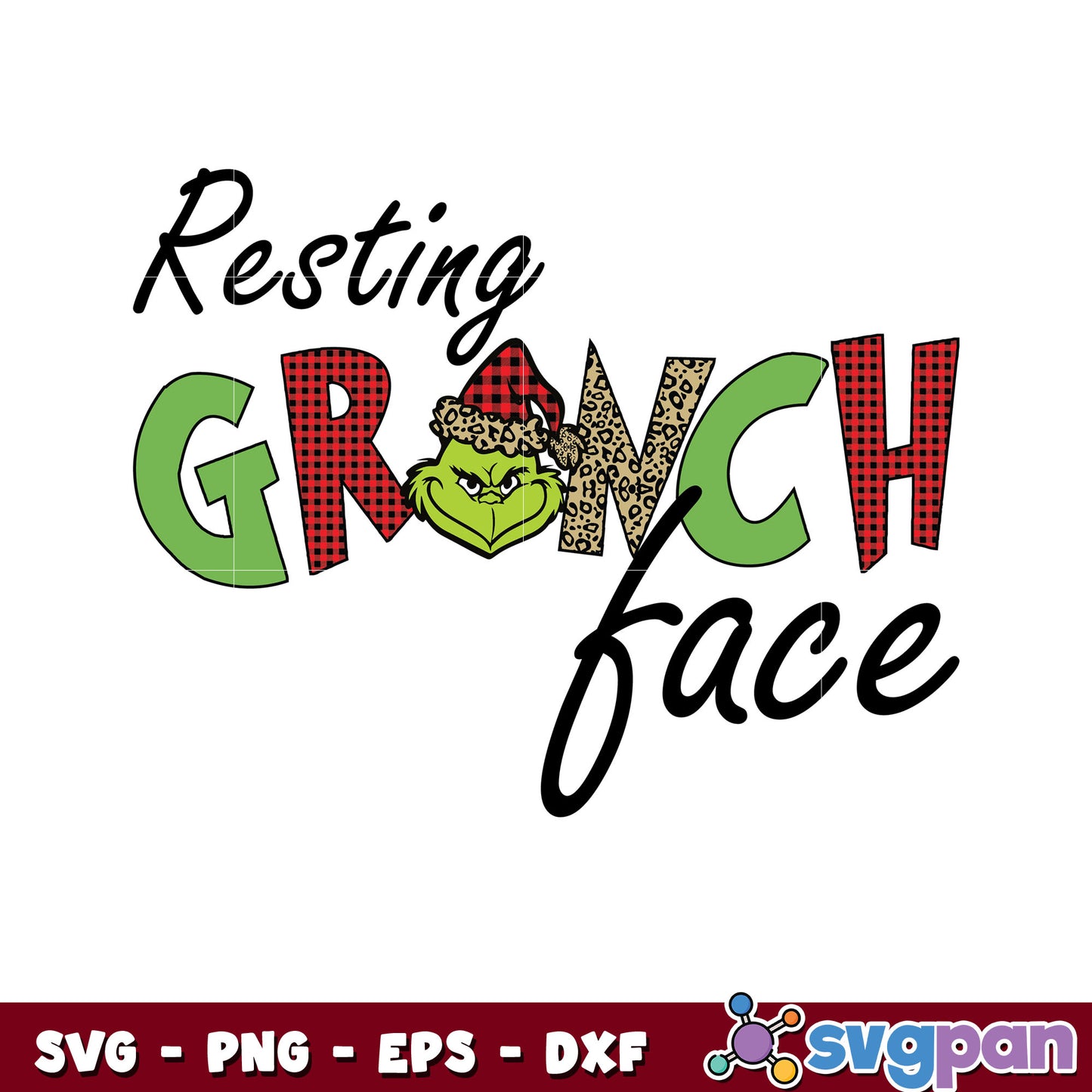 Funny christmas resting grinch face svg, grinch head svg