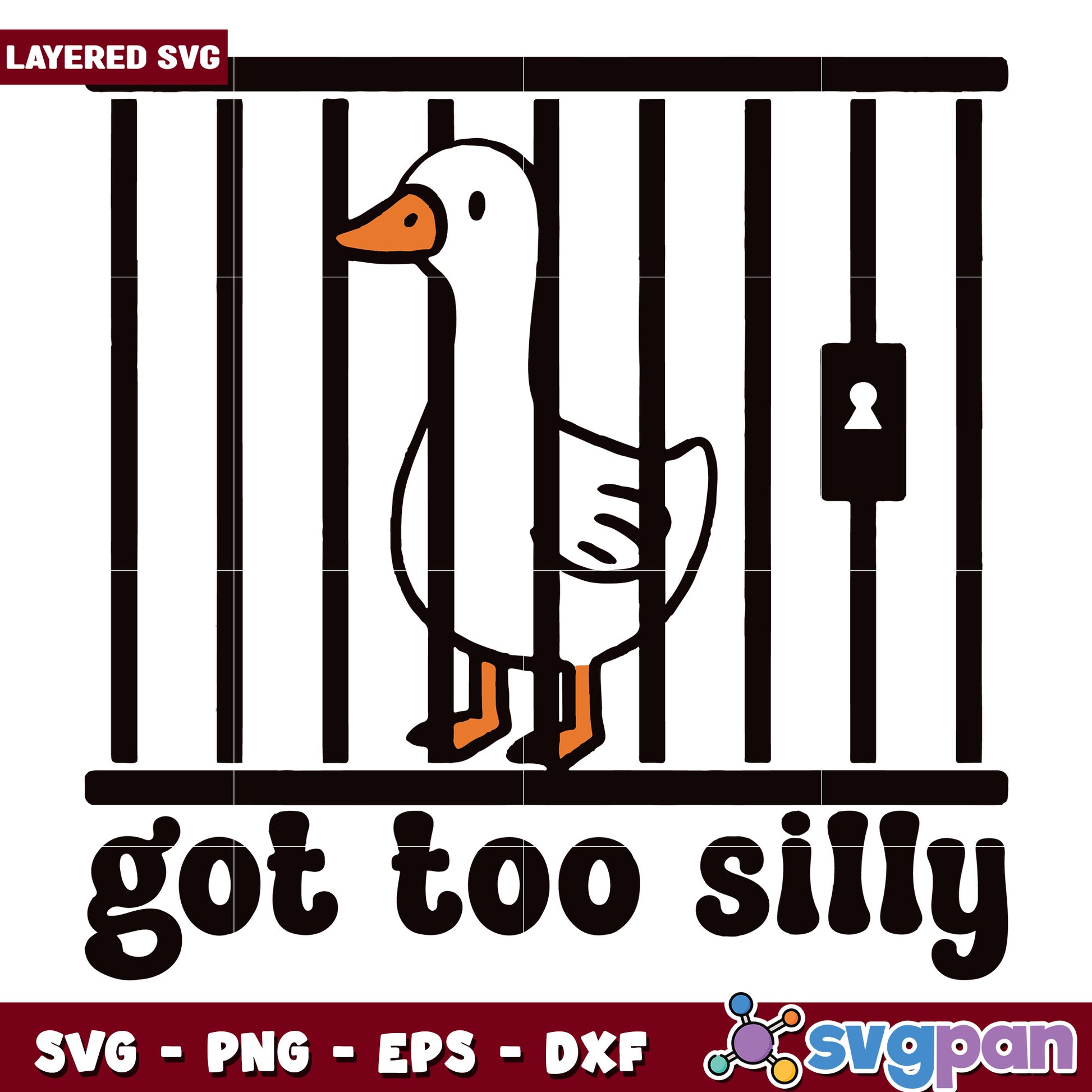 Funny goose got too silly svg, silly goose quote svg, chaotic bird svg