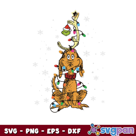 Funny grinch christmas lights svg, grinch and dog svg, christmas svg