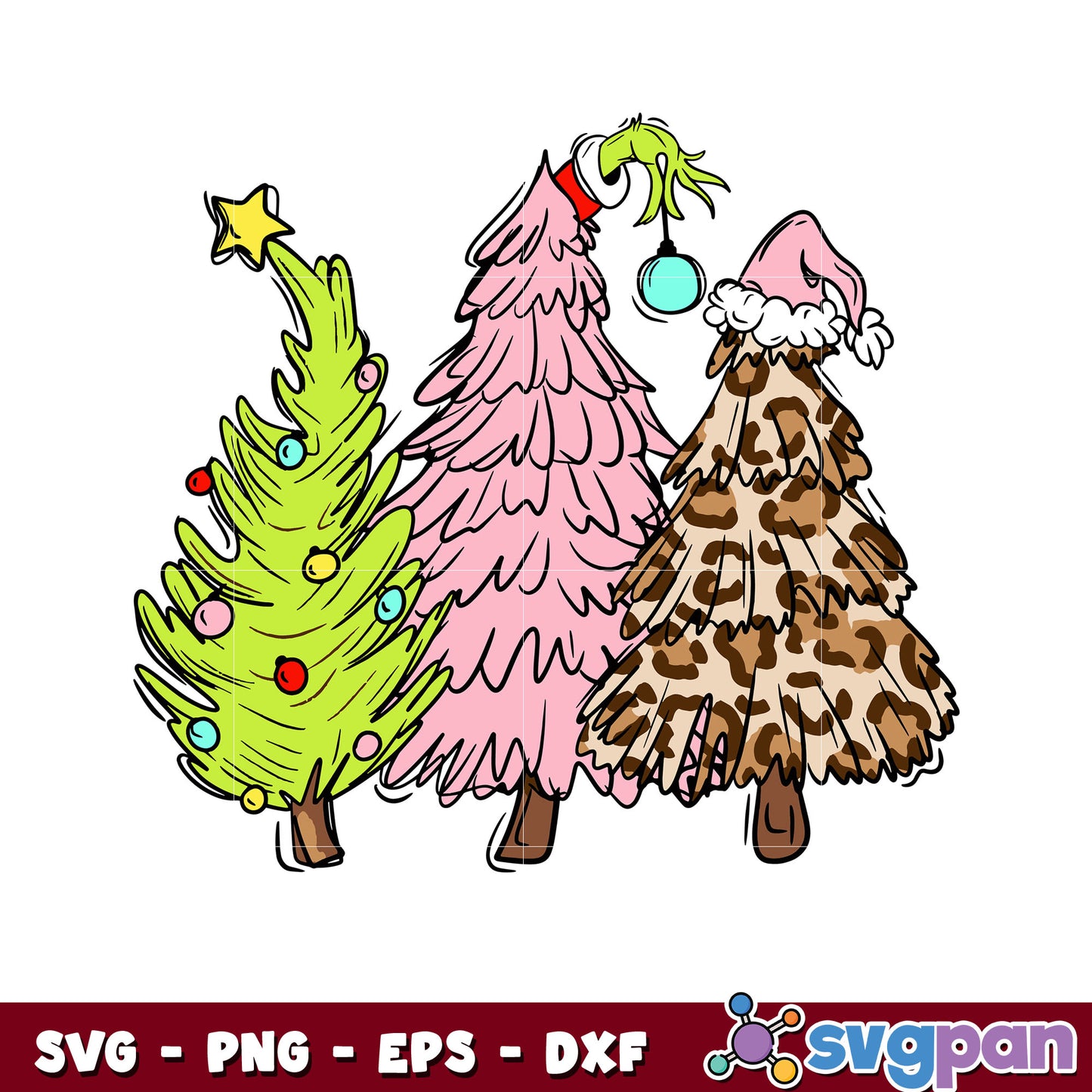 Funny grinch christmas trees svg, grinch hand svg, grinch hat svg