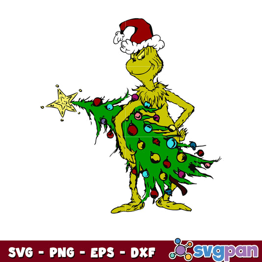 Funny grinch christmas tree svg