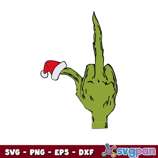 Funny grinch middle finger christmas hat svg