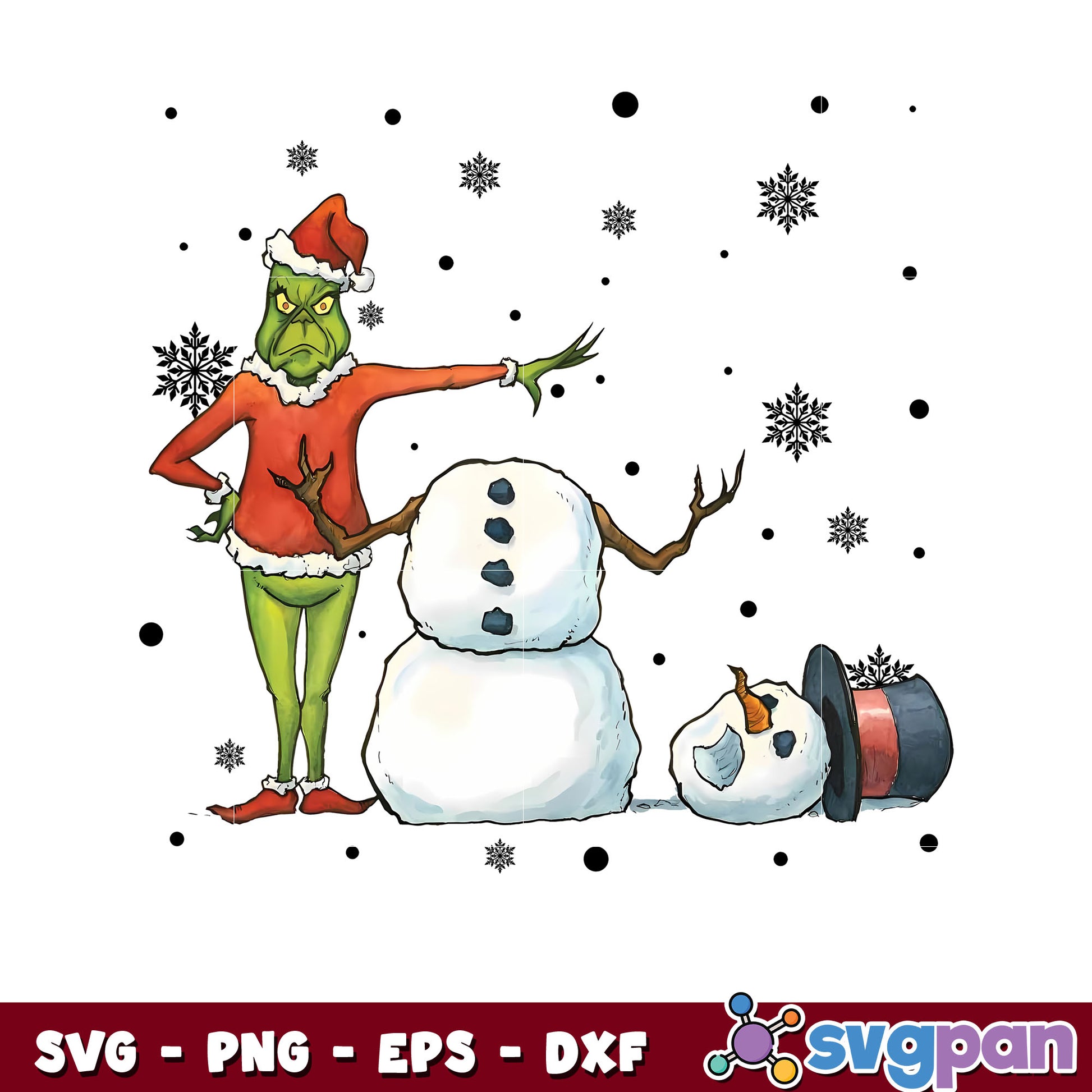 Funny grinch santa and snowman christmas svg

