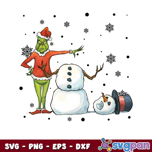 Funny grinch santa and snowman christmas svg
