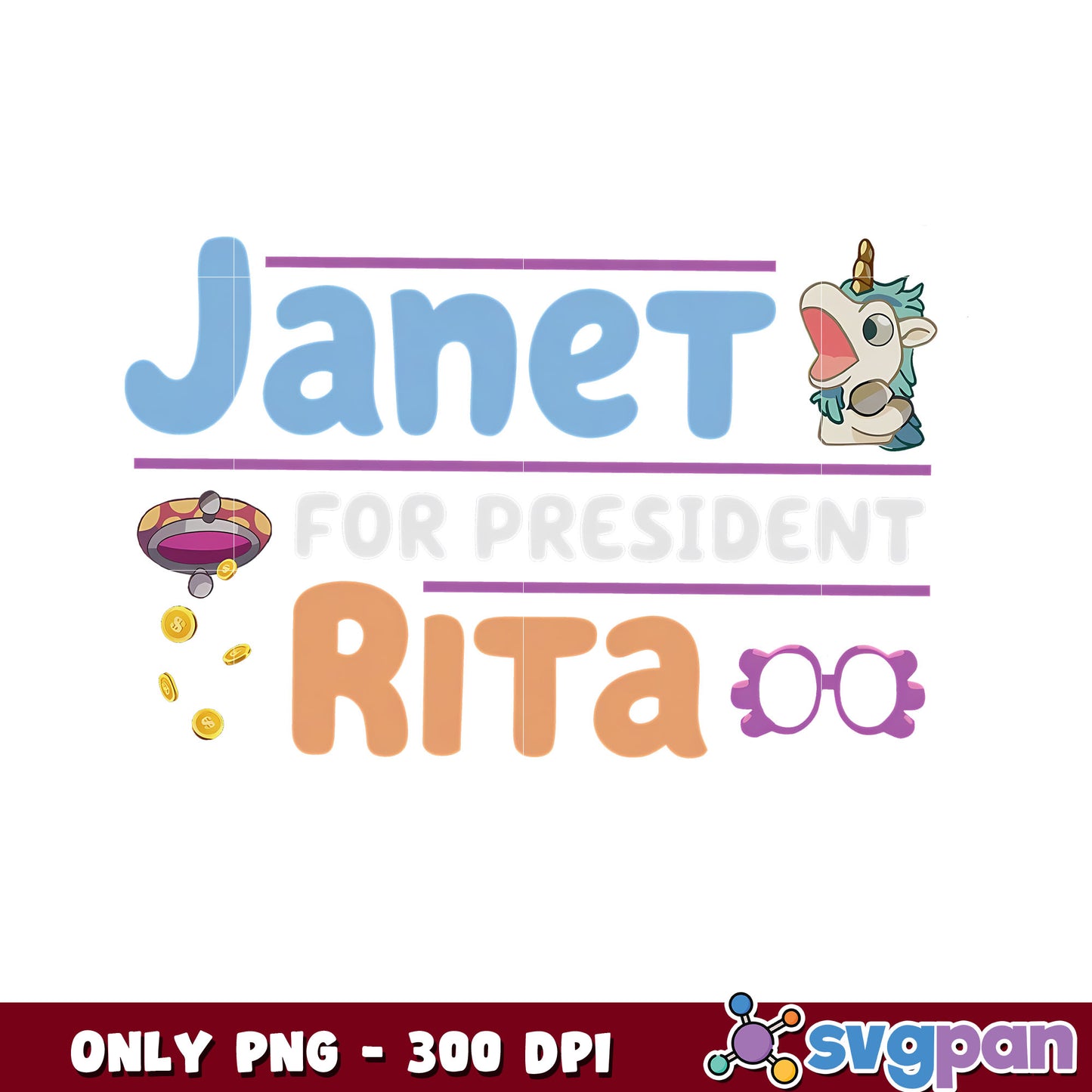 Funny janet for president rita bluey cartoon png, bluey character png