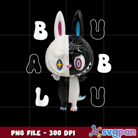 Funny labubu cute labubu white black png, popmart labubu png, cute labubu png