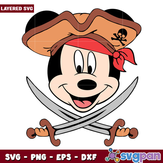 Funny mickey head pirate design svg, mickey mouse toys svg, disney movie png