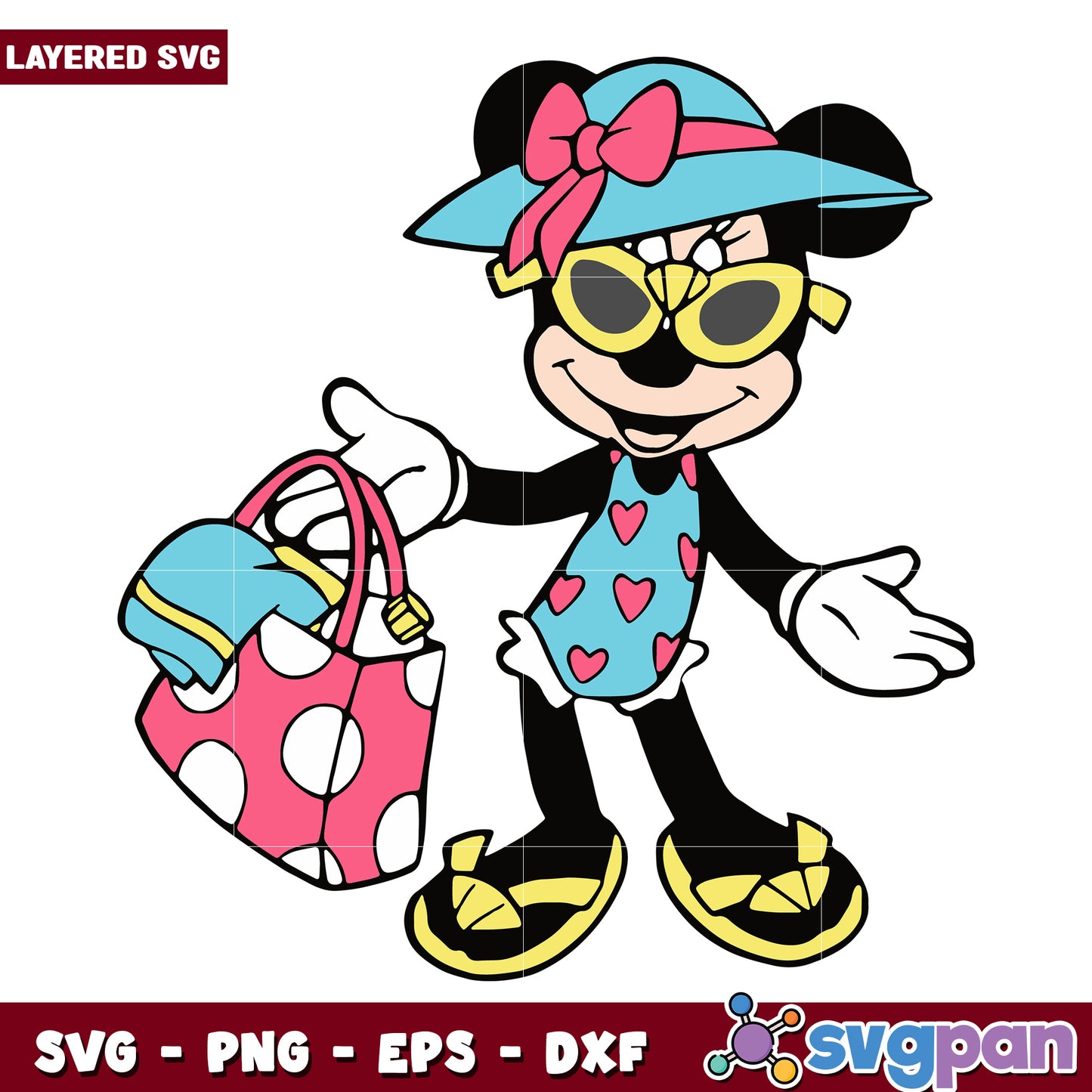 Funny minnie in the beach svg, disney characters svg, summer time svg