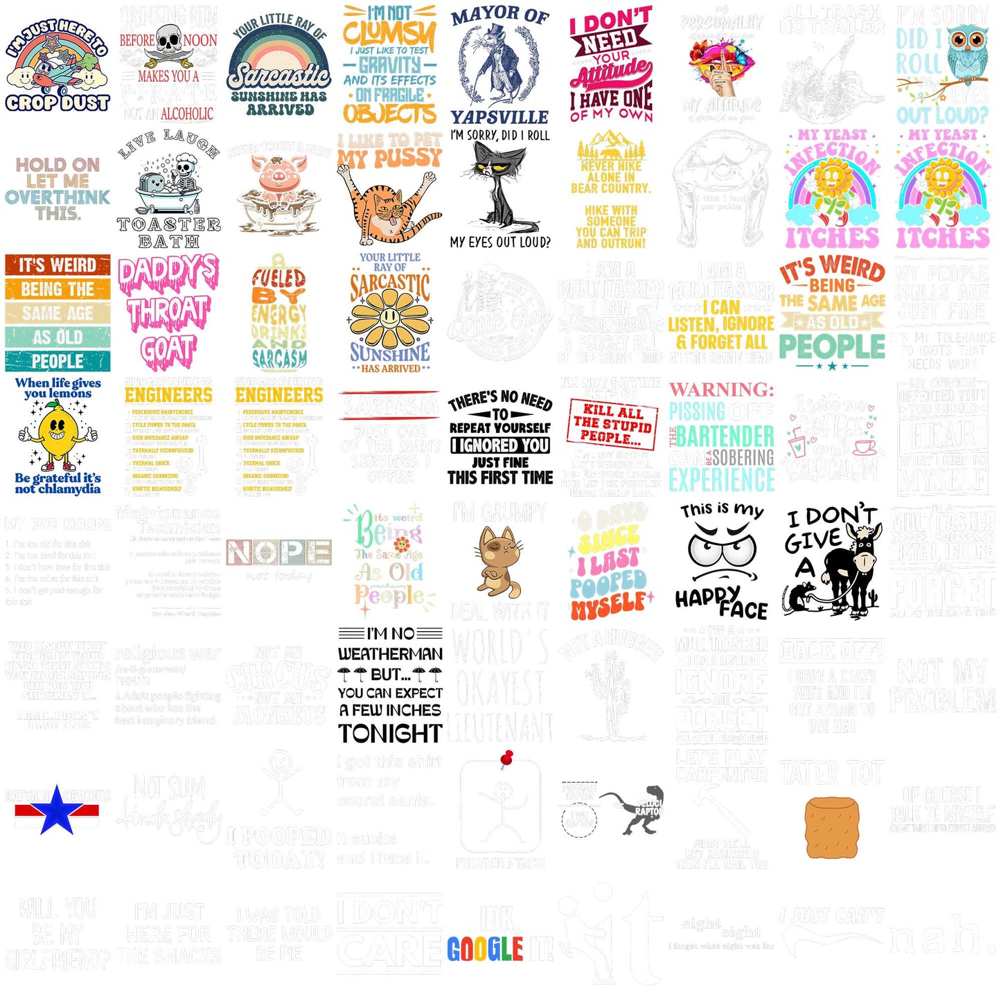 Funny quotes png bundle, joke of the day png, positive quotes png