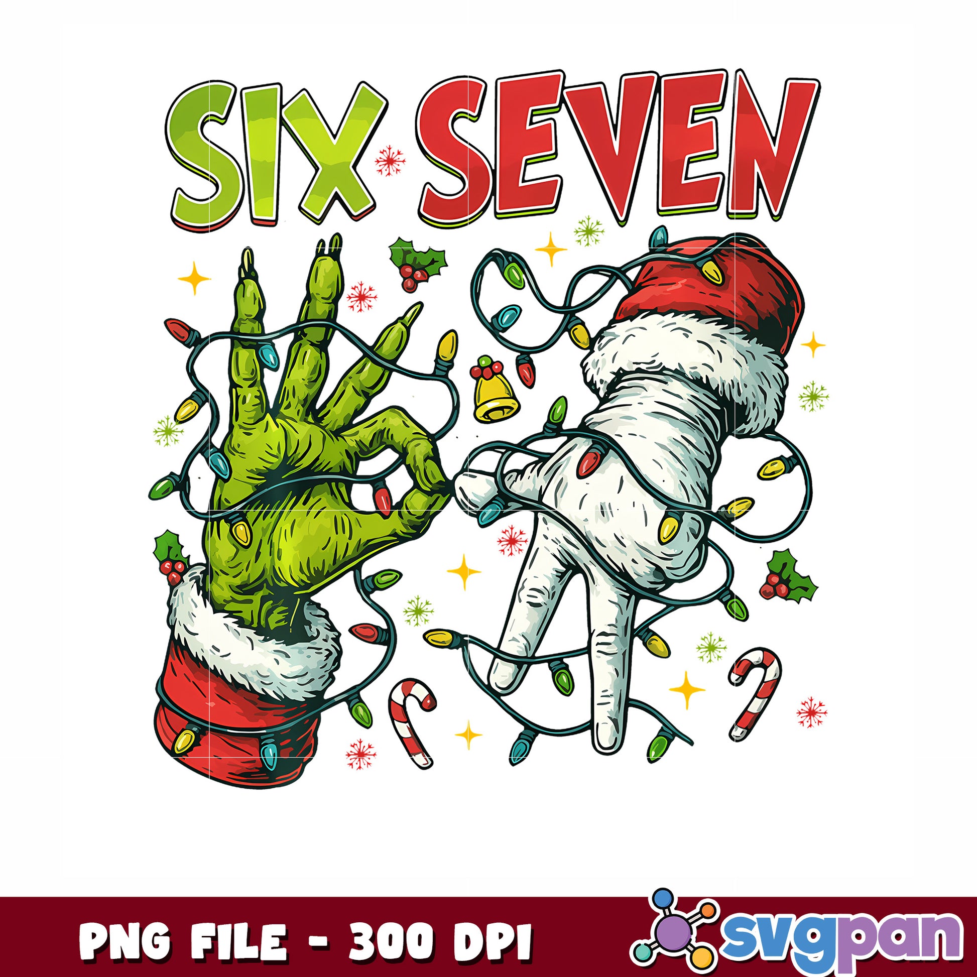 Funny six senven grinch and santa png, christmas memes png, winter png