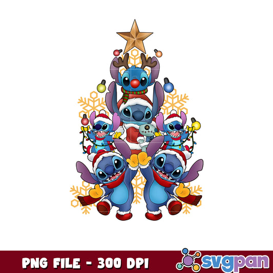 Funny stitch christmas tree png, disney characters png, cute stitch png