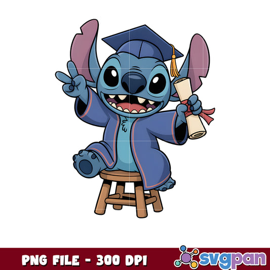 Funny stitch graduation design png, lilo and stitch png, class of 2025 png