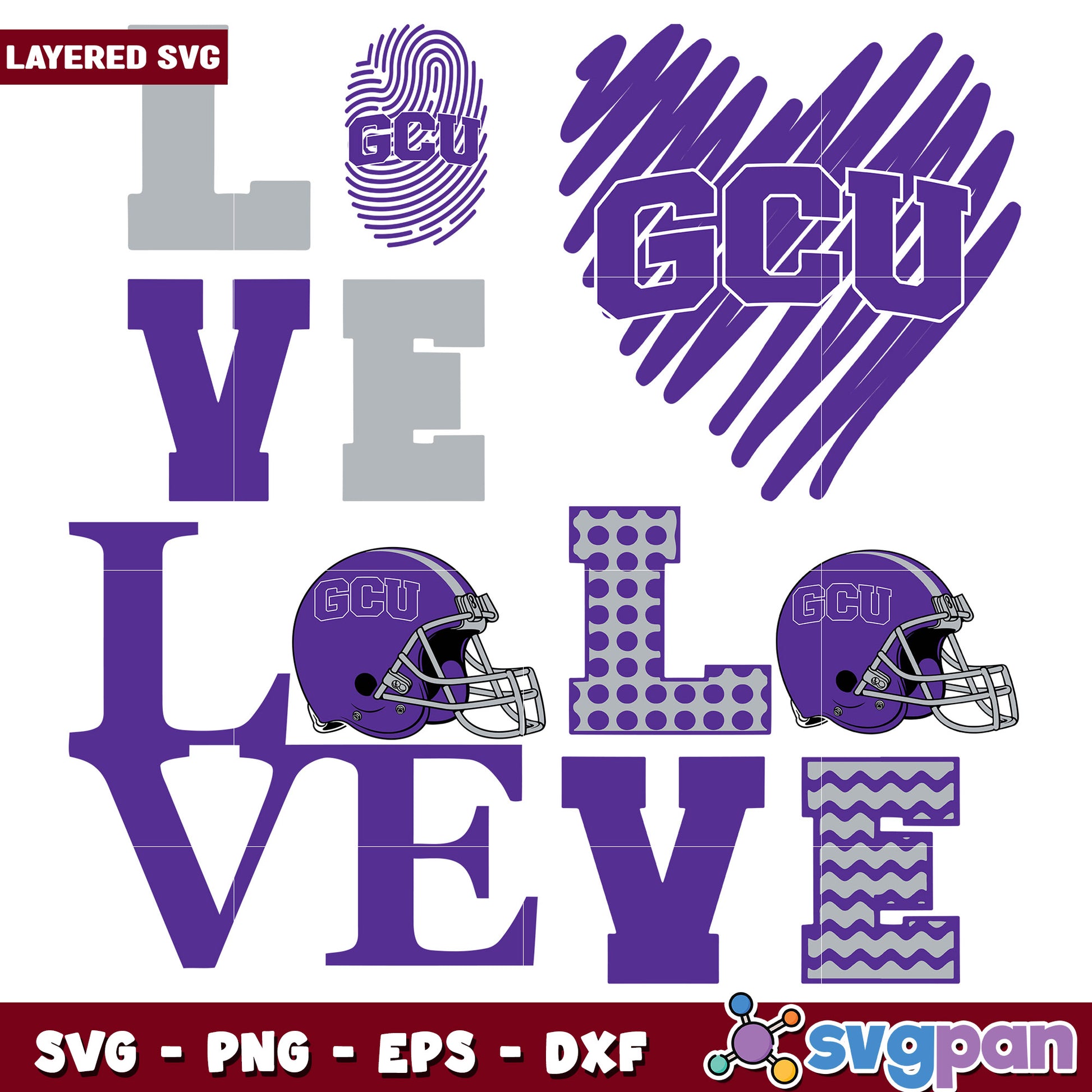 GCU Love SVG Bundle Layered Files