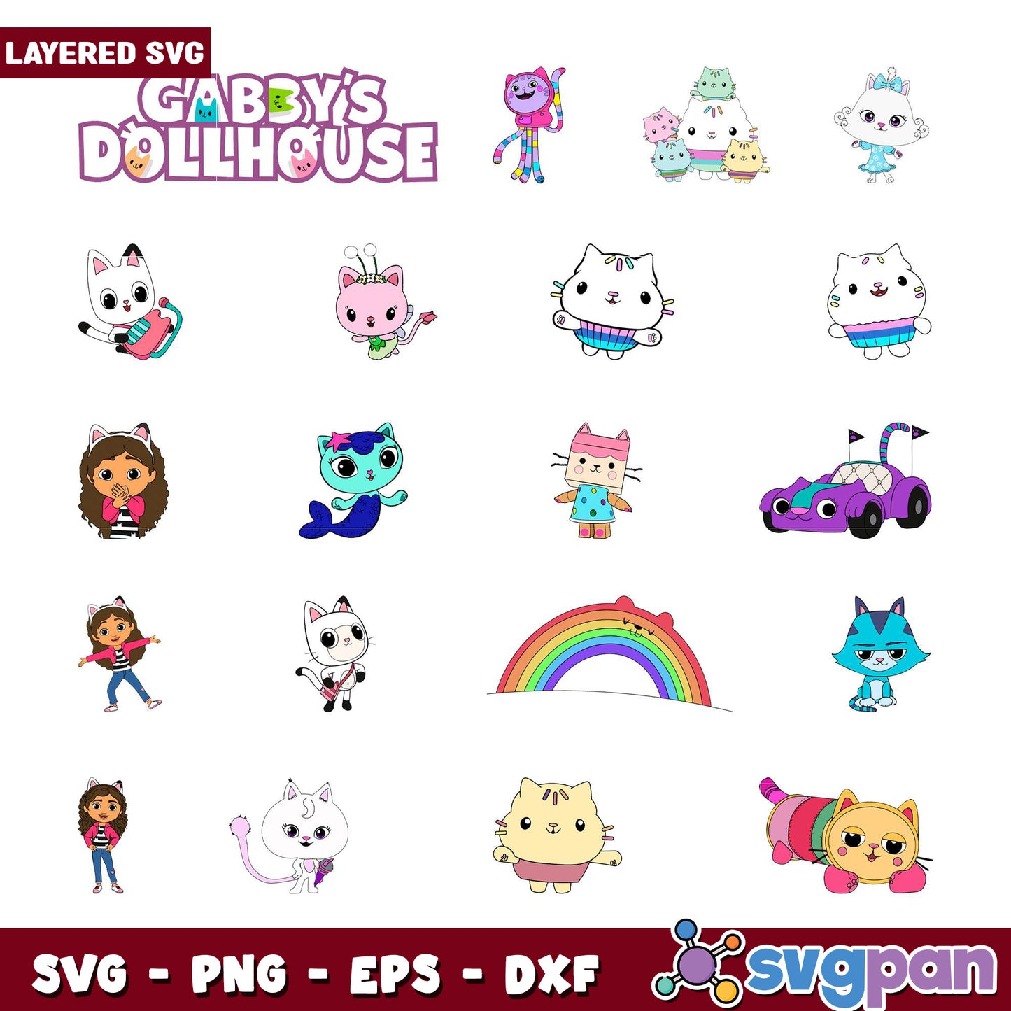 Gabby's Dollhouse SVG Bundle Cute Characters Set