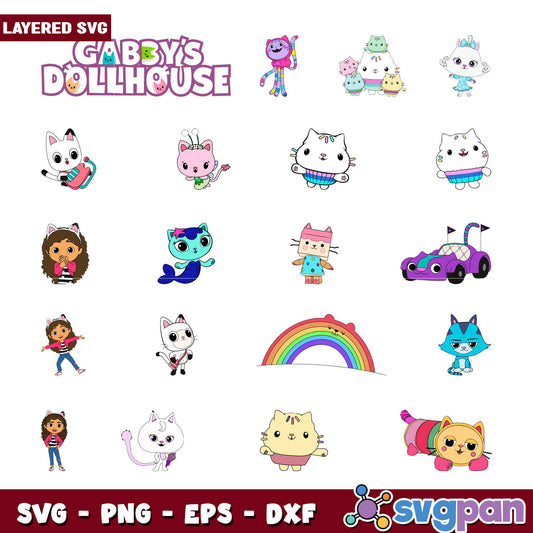 Gabby's Dollhouse SVG Bundle Cute Characters Set