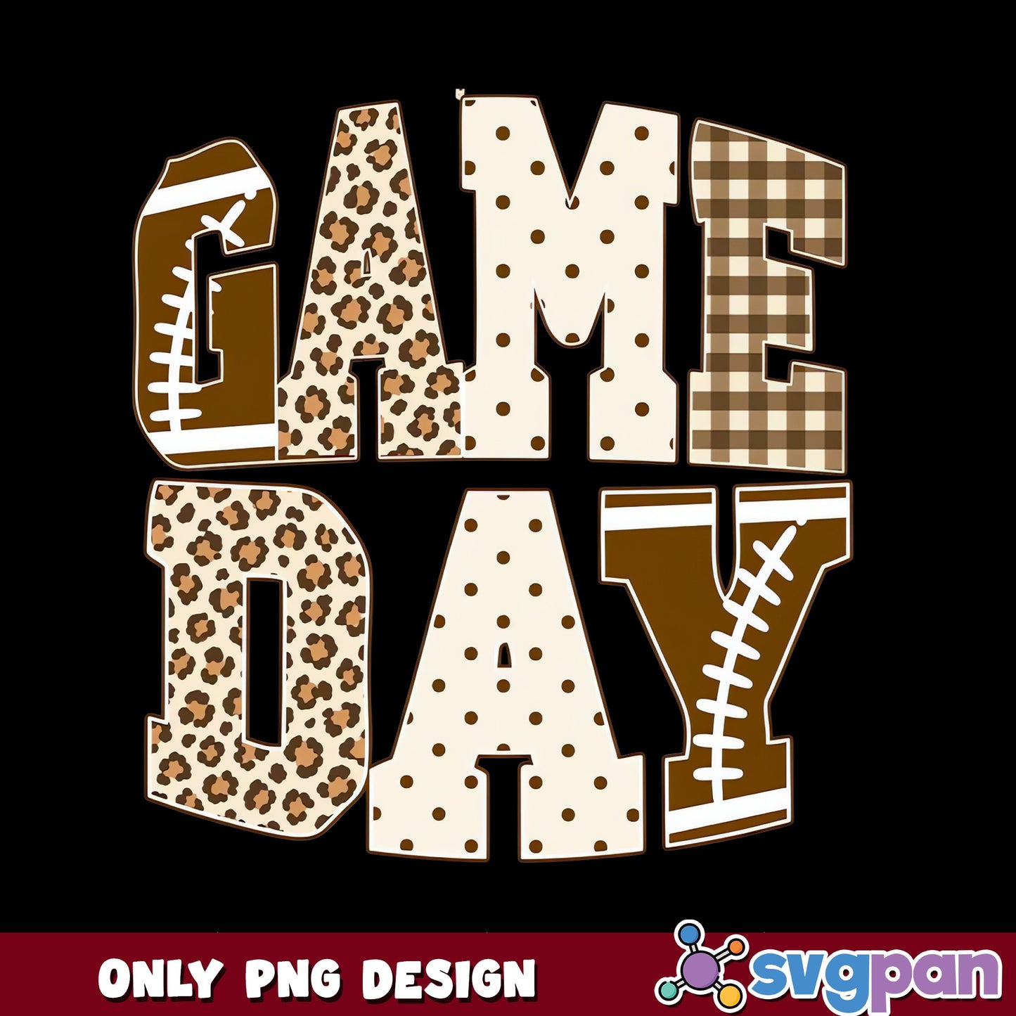 Game Day Football PNG, Leopard Print Football PNG, Game Day PNG