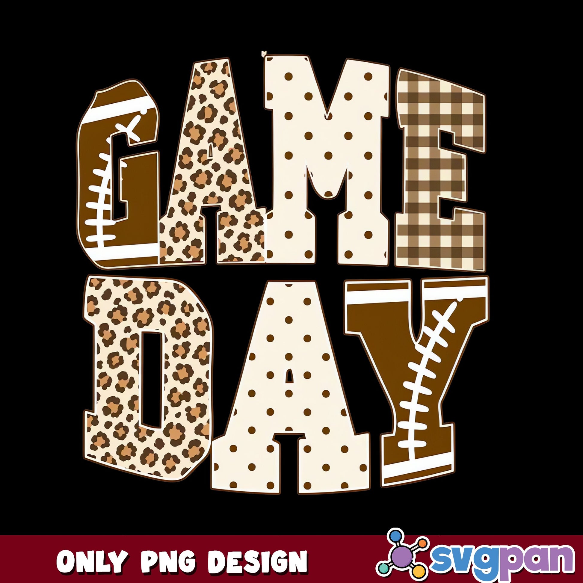 Game Day Football PNG, Leopard Print Football PNG, Game Day PNG