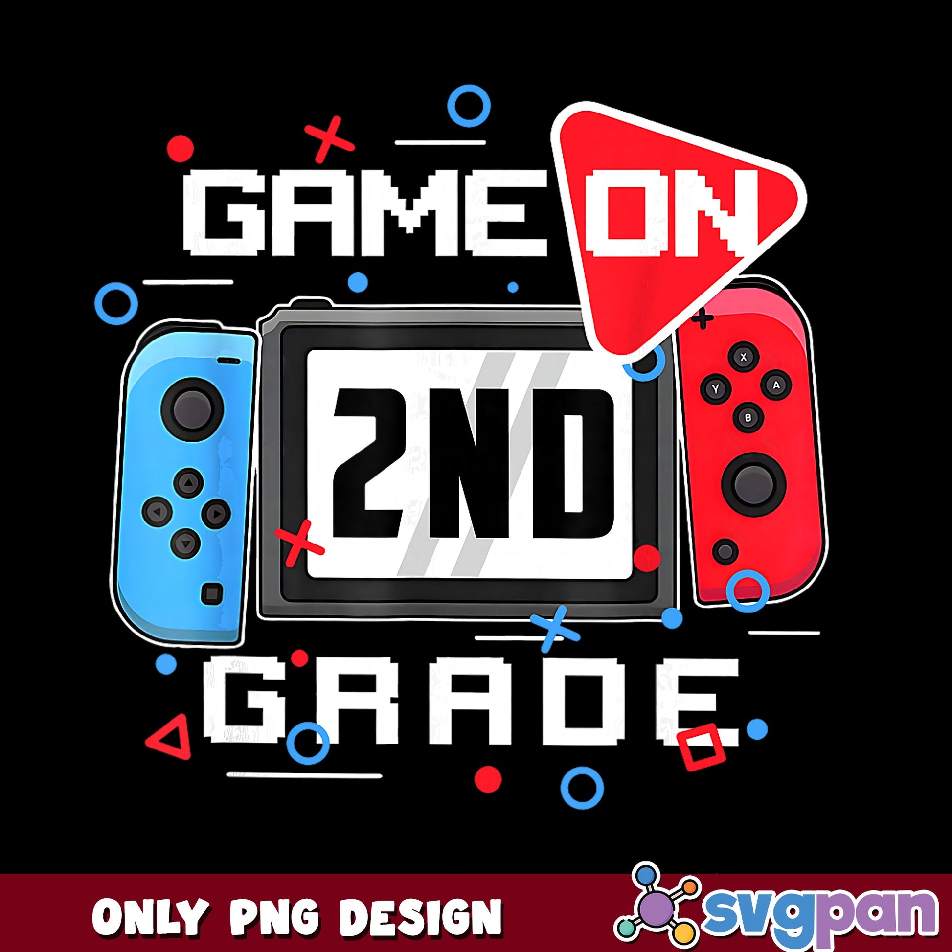 Game On 2nd Grade PNG, Back To School Gamer PNG, Kids PNG
