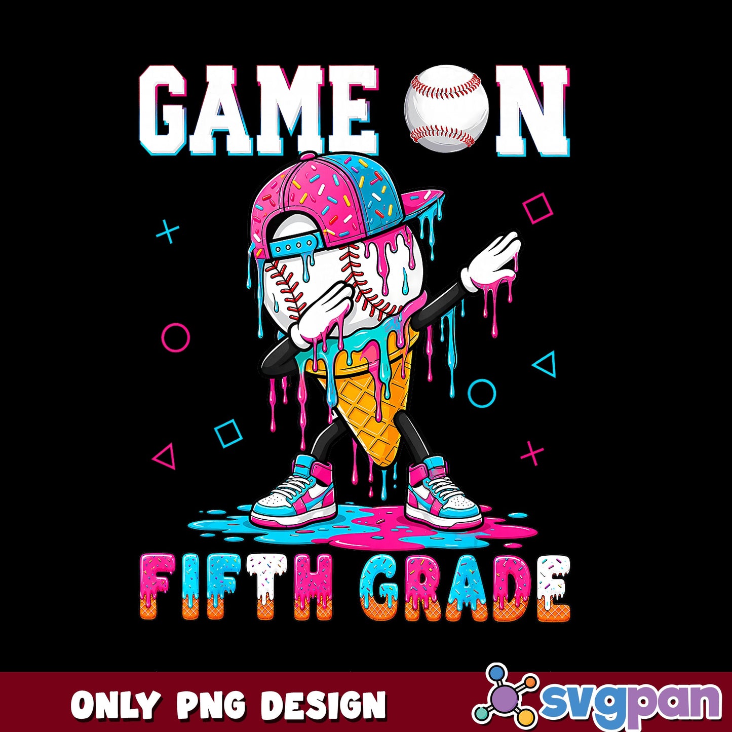 Game On Fifth Grade PNG, Dabbing Baseball, Back To School PNG