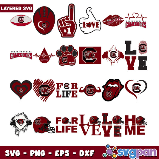 Gamecocks SVG Bundle Layered Designs