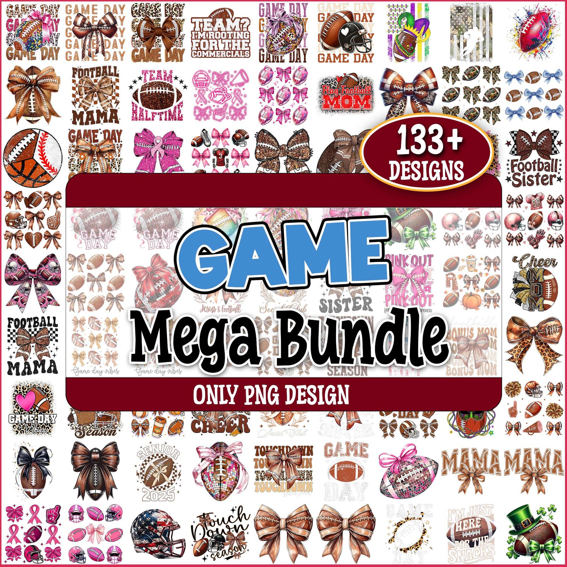Game day football png bundle