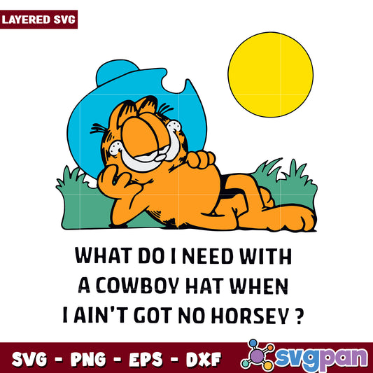 Garfield Cowboy Hat Design SVG, Fun Quote for Creative Projects