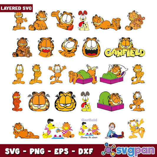 Garfield SVG Bundle 25+ Layered Designs