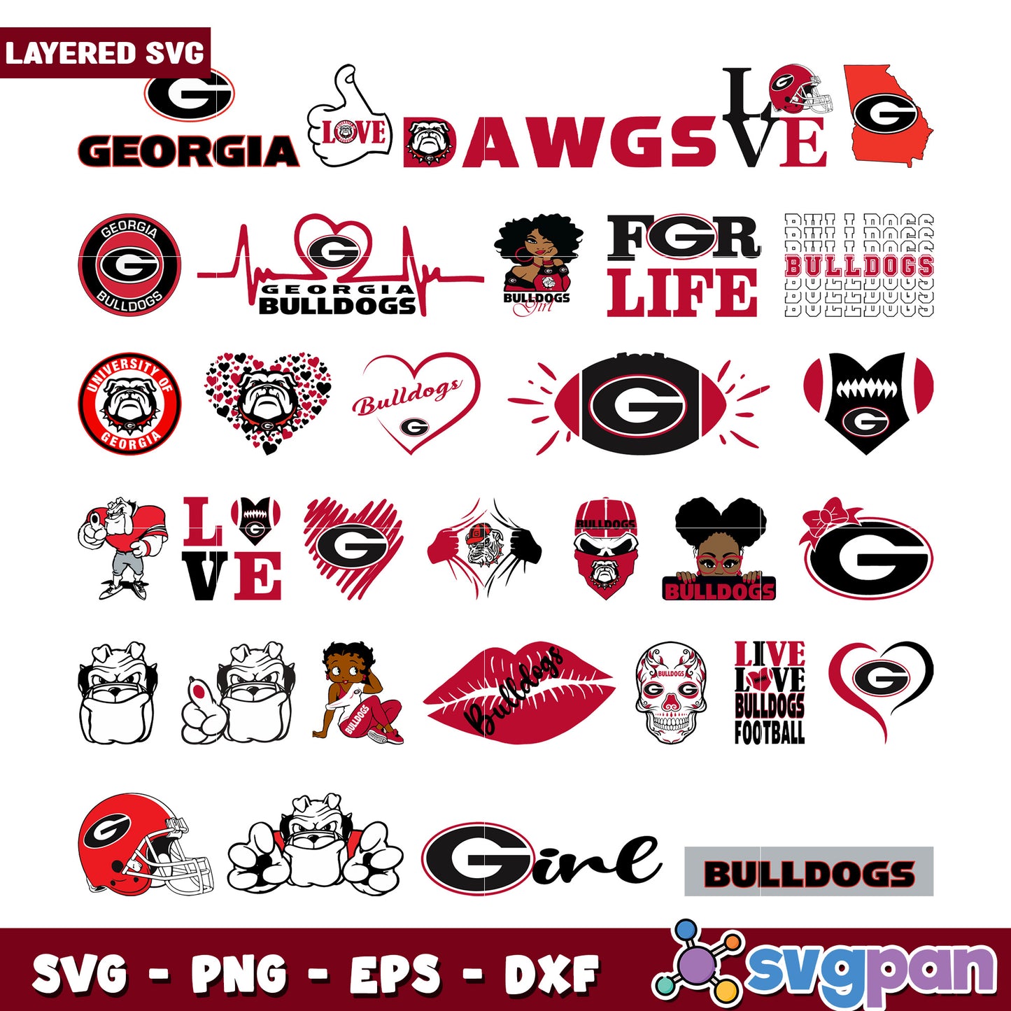 Georgia Bulldogs Layered SVG Bundle for Fans